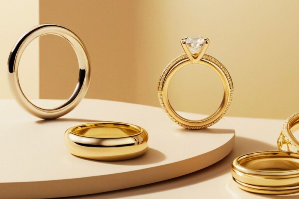 gold rings with shiny surface